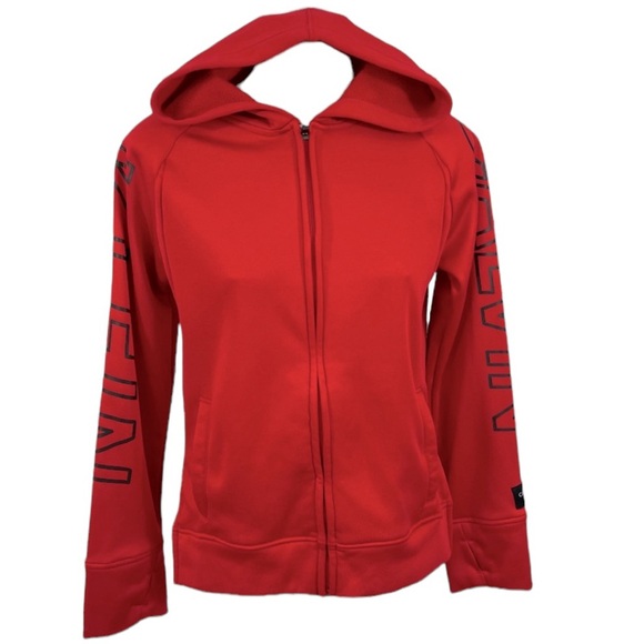 CALVIN KLEIN PERFORMANCE Jacket Hood Red Fleece Lined Logo Long Sleeves … - Picture 1 of 8